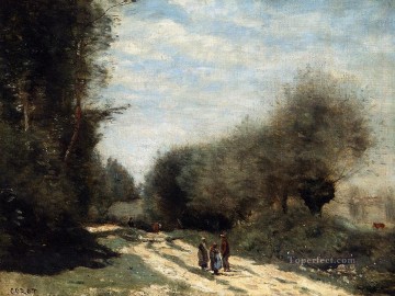 Jean Baptiste Camille Corot Painting - Crecy en Brie Camino del campo Plein air Romanticismo Jean Baptiste Camille Corot